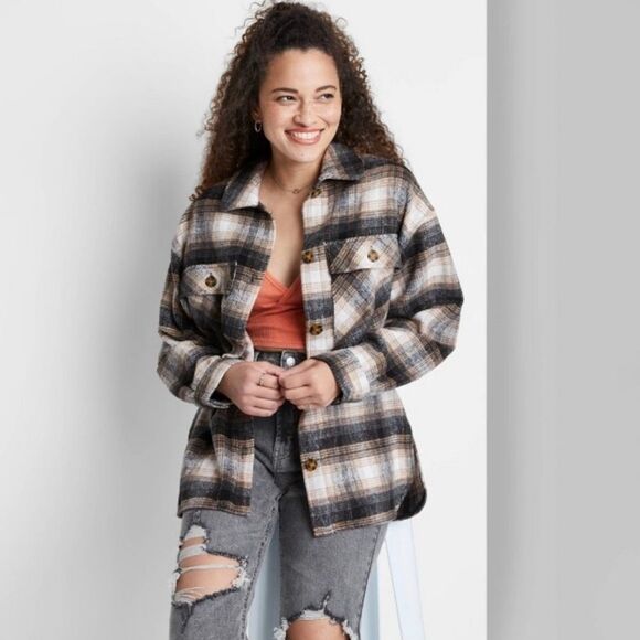 wild fable Jackets & Blazers - Wild Fable Plaid Shirt Jacket Shacket Oversized Size Small